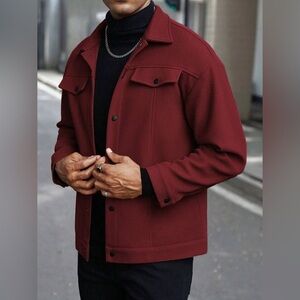 Men's Maroon Shirt Jacket